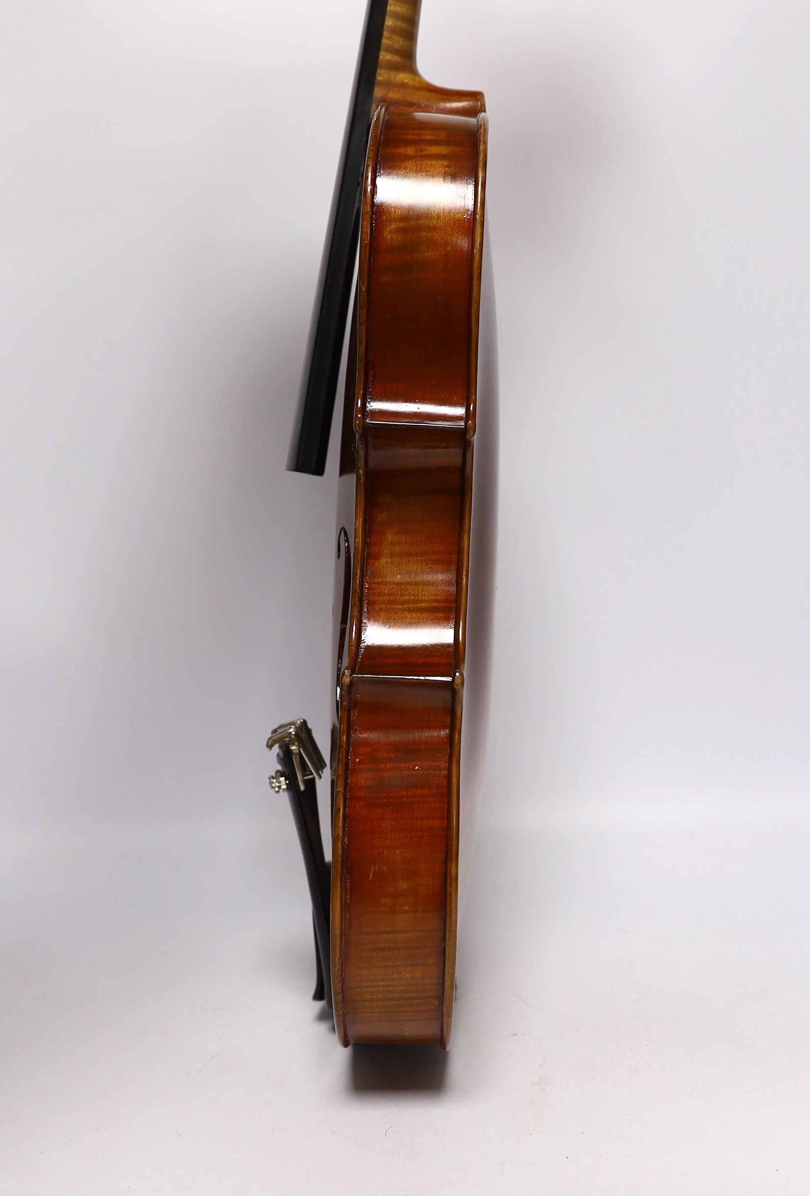 A German viola, labelled Wilhelm Nurnberger, with bow, in case. CITES